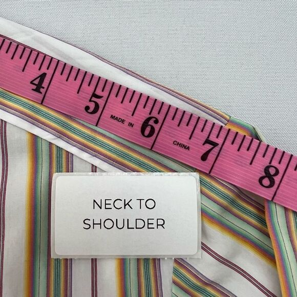 Men's Thomas Pink Striped Long Sleeve French Cuff Dress Shirt 16 1/2 /42 cm - Picture 4 of 9